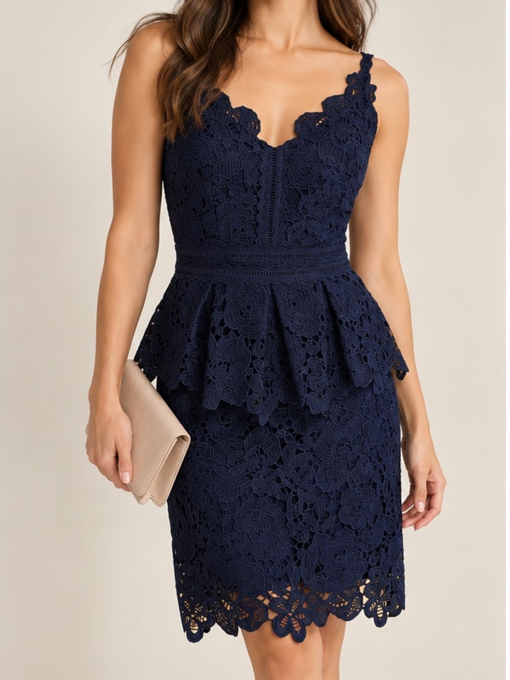 Ted Baker Like New 1 Navy Lace Peplum Dress - Women's Elegant Cocktail Dress